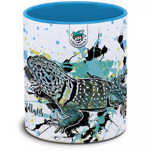 Hochwertige Tasse mit Crotaphytus collaris Design von TK Tassen, detailreiche Illustration auf weißem Hintergrund