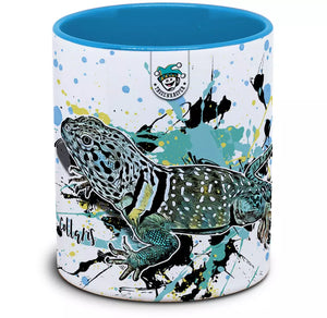 Hochwertige Tasse mit Crotaphytus collaris Design von TK Tassen, detailreiche Illustration auf weißem Hintergrund