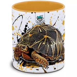 Astrochelys radiata Tassenkasper aus Keramik mit detailliertem Dinosaurier-Design, handbemalt, von TK Tassen.