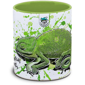 Chameleo chameleon restricta Tassenkasper aus Keramik, detailreiche Handwerkskunst, bunte Farben, dekoratives Kunststück