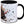 Keramiktasse mit Cherryhead-Design von TK Tassen, detailreiche Abbildung eines bunten Tiermusters auf weißem Hintergrund