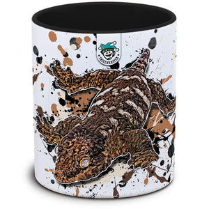 Rhacodactylus leachianus Tassenkasper von TK Tassen, detailreiche Illustration des beliebten Geckos auf Tasse, lebendige Farben.