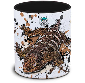Rhacodactylus leachianus Tassenkasper von TK Tassen, detailreiche Illustration des beliebten Geckos auf Tasse, lebendige Farben.