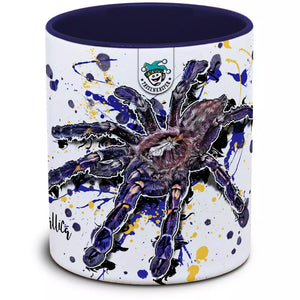 Poecilotheria metallica Tassenkasper von TK Tassen, detailreiche Spinnenfigur mit schwarzen und weißen Mustern, hochwertige Handwerkskunst
