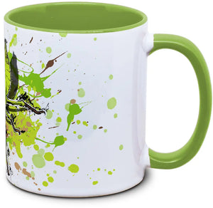 Heteropteryx dilatata Tassenkasper von TK Tassen, detailreiches Porzellan-Design mit exotischem Insekt-Motiv auf weißem Hintergrund