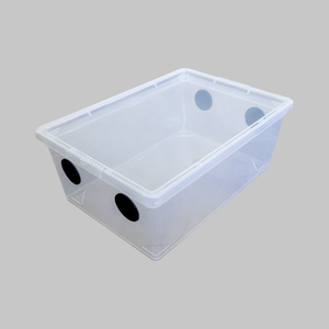 LucaTech3D Asselbox mit Vierfachlüftung, 11 Liter, transparentes Terrarium für Reptilien und Insekten, mit Lüftungsöffnungen