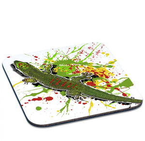 Untersetzer mit Phelsuma grandis Design von TK Untersetzer, runder Tassenuntersetzer aus Kork mit grüner Eidechse.