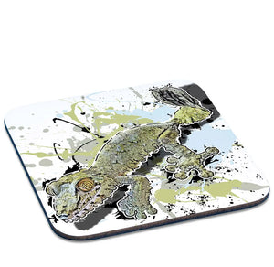 Untersetzer mit Uroplatus fimbriatus Design von TK Untersetzer, detailreiches Reptilien-Motiv, ideal für Tassen.