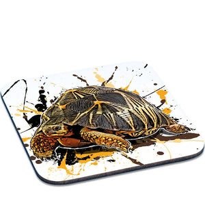 Untersetzer Astrochelys radiata von TK Untersetzer, detailreiche Abbildung des Tassenkaspers mit Schildkrötenmotiv