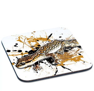 Untersetzer Diplodactylus granariensis von TK Untersetzer, detailreiche Illustration des Echsenmotivs auf runden Tassenuntersetzer