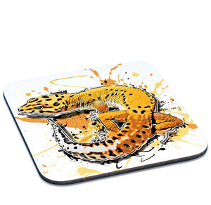 Runder Untersetzer mit Eublepharis macularius Tangerine Stripe Muster, detailreiche Reptilienzeichnung, ideal für Tassen oder Vasen
