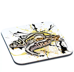 Untersetzer mit Eublepharis macularius Boldstripe Bandit Design, Tassenkasper, aus Keramik, detailreich und farbenfroh