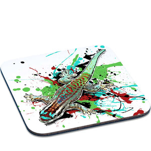 Untersetzer mit Phelsuma ornata Design von TK Untersetzer, rechteckig, bunte Reptilienillustration auf Melaminunterlage