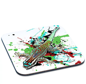 Untersetzer mit Phelsuma ornata Design von TK Untersetzer, rechteckig, bunte Reptilienillustration auf Melaminunterlage
