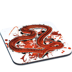 Untersetzer mit Pantherophis guttatus Pied Sided Bloodred Muster, Tassenkasper, aus robustem Material, detailreiche Tierzeichnung.