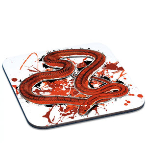 Untersetzer mit Pantherophis guttatus Pied Sided Bloodred Muster, Tassenkasper, aus robustem Material, detailreiche Tierzeichnung.