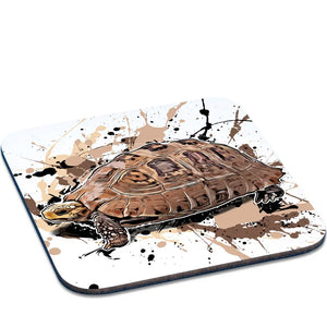 Untersetzer Indotestudo elongata von TK Untersetzer, aus Keramik, mit detailliertem Reptilien-Design, für Tassen und Gläser