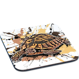 Untersetzer Testudo hermanni von Tassenkasper, quadratisch mit Schildkrötenmotiv, aus robustem Material, ideal für Tassen und Gläser