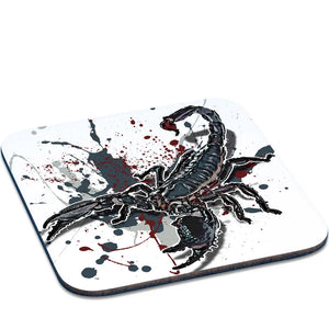 Untersetzer für Tassen mit Pandinus imperator Design, aus der TK Untersetzer Serie, auf hellgrauem Hintergrund.