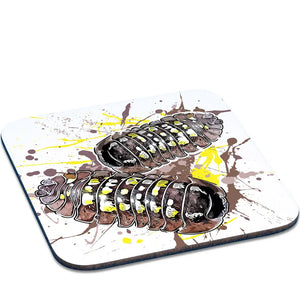 Handgefertigter Untersetzer mit Armadillidium tirolense Design von TK Untersetzer, ideal für Tassen und Gläser.